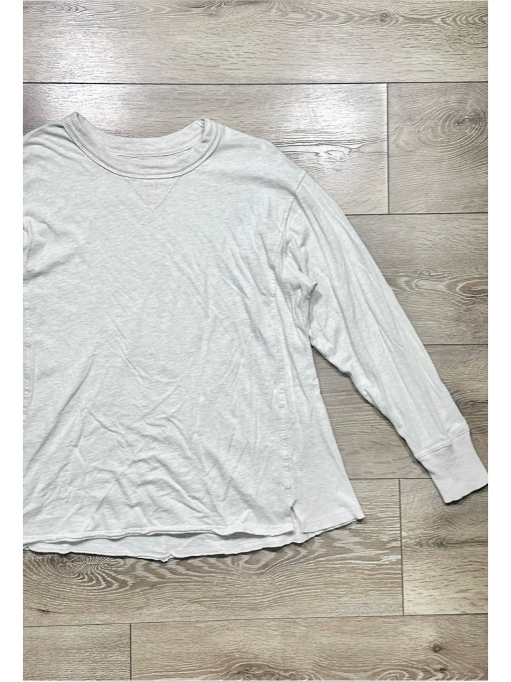 Aerie Oversized Boyfriend Long Sleeve Tee Heathered Oatmeal